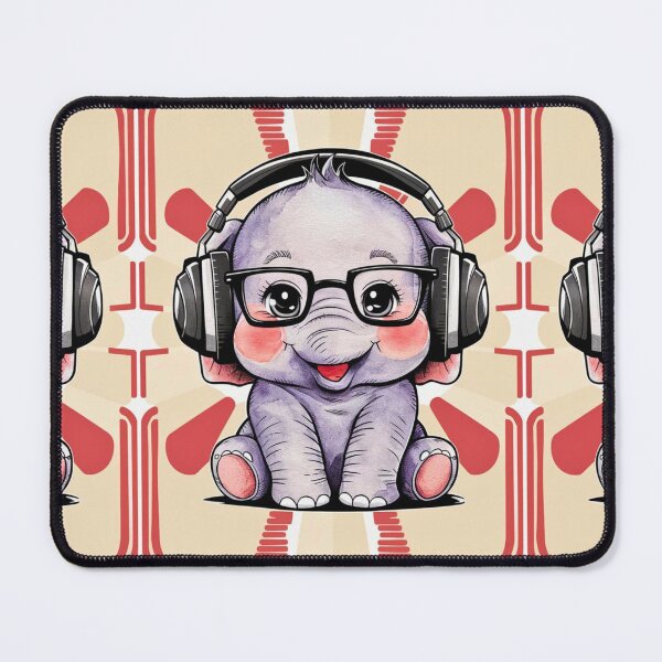 Item preview, Elephant Portrait. cute elephant, elephant baby, small elephant, elephant wearing glasses, wearing headphones designed and sold by ElephantVibes.