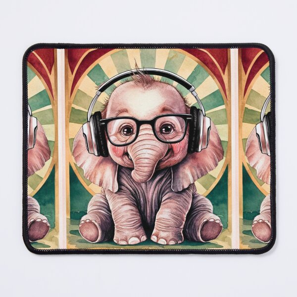 Item preview, Elephant Portrait. cute elephant, elephant baby, small elephant, elephant wearing glasses, wearing headphones designed and sold by ElephantVibes.