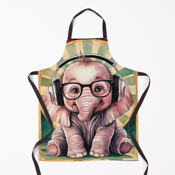 Item preview, Elephant Portrait. cute elephant, elephant baby, small elephant, elephant wearing glasses, wearing headphones designed and sold by ElephantVibes.