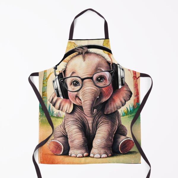 Item preview, Elephant Portrait. cute elephant, elephant baby, small elephant, elephant wearing glasses, wearing headphones designed and sold by ElephantVibes.