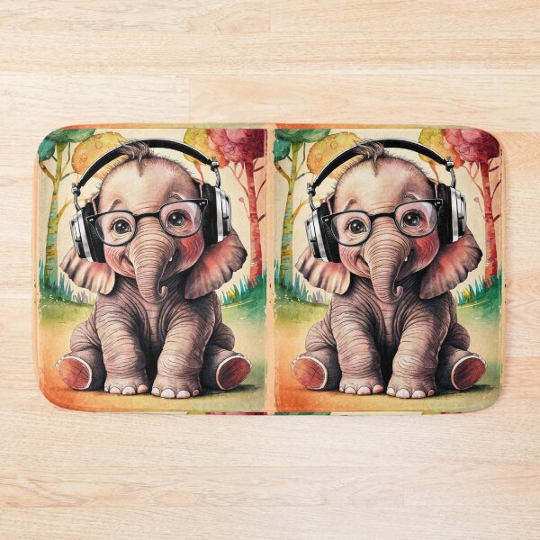 Item preview, Elephant Portrait. cute elephant, elephant baby, small elephant, elephant wearing glasses, wearing headphones designed and sold by ElephantVibes.