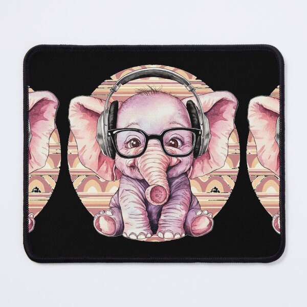 Item preview, Elephant Portrait. cute elephant, elephant baby, small elephant, elephant wearing glasses, wearing headphones designed and sold by ElephantVibes.