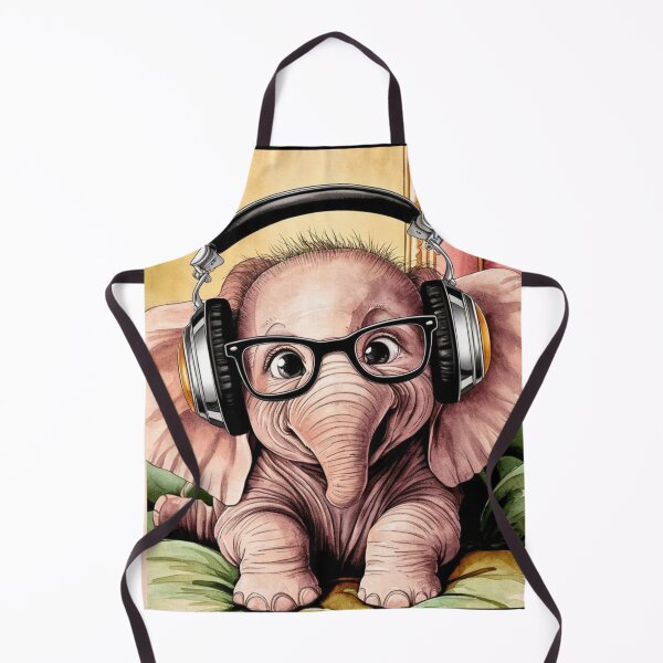 Item preview, Elephant Portrait. cute elephant, elephant baby, small elephant, elephant wearing glasses, wearing headphones designed and sold by ElephantVibes.