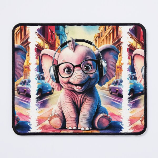 Item preview, Elephant Portrait. cute elephant, elephant baby, small elephant, elephant wearing glasses, wearing headphones designed and sold by ElephantVibes.