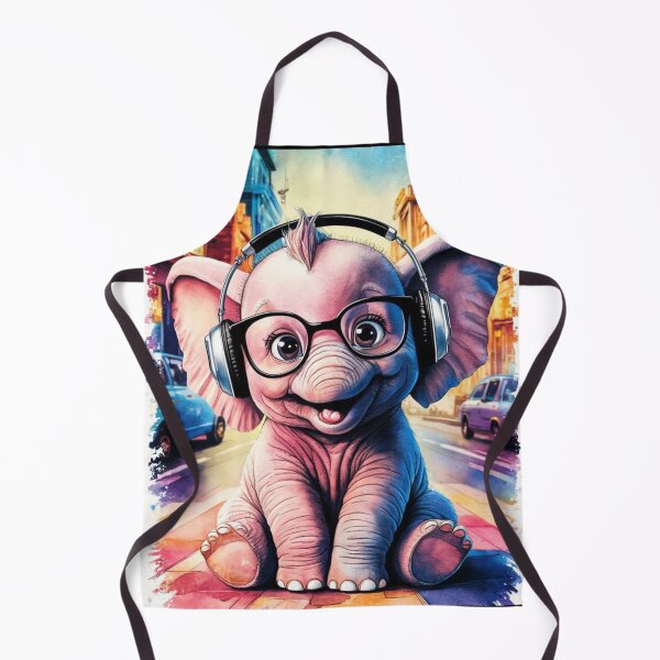 Item preview, Elephant Portrait. cute elephant, elephant baby, small elephant, elephant wearing glasses, wearing headphones designed and sold by ElephantVibes.