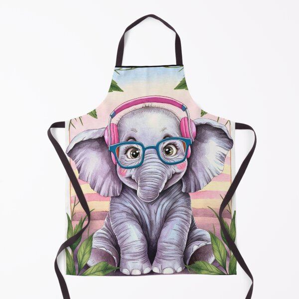Item preview, Elephant Portrait. cute elephant, elephant baby, small elephant, elephant wearing glasses, wearing headphones designed and sold by ElephantVibes.