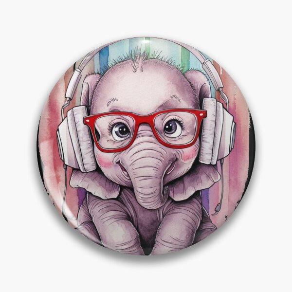 Item preview, Elephant Portrait. cute elephant, elephant baby, small elephant, elephant wearing glasses, wearing headphones designed and sold by ElephantVibes.