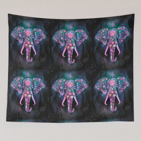 Item preview, Elephant Portrait. abstract elephant, elephant silhouette, floral elephant designed and sold by ElephantVibes.