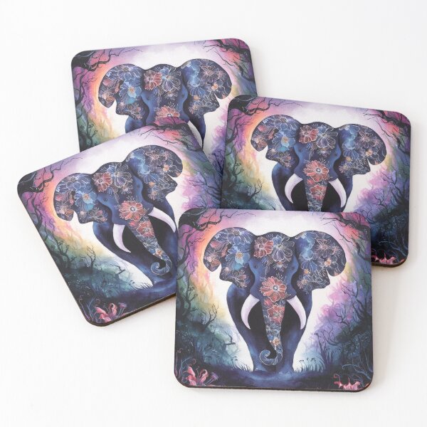 Item preview, Elephant Portrait. abstract elephant, elephant silhouette, floral elephant designed and sold by ElephantVibes.