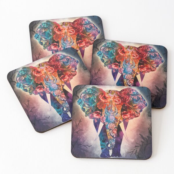 Item preview, Elephant Portrait. abstract elephant, elephant silhouette, floral elephant designed and sold by ElephantVibes.