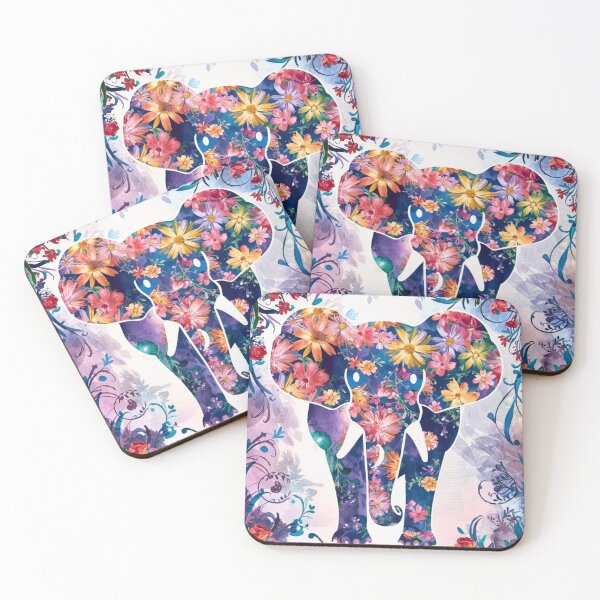 Item preview, Elephant Portrait. abstract elephant, elephant silhouette, floral elephant designed and sold by ElephantVibes.
