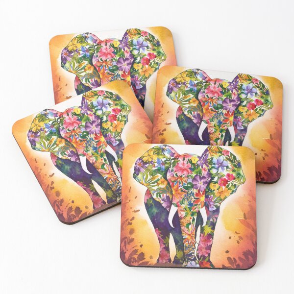 Item preview, Elephant Portrait. abstract elephant, elephant silhouette, floral elephant designed and sold by ElephantVibes.