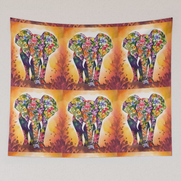Item preview, Elephant Portrait. abstract elephant, elephant silhouette, floral elephant designed and sold by ElephantVibes.