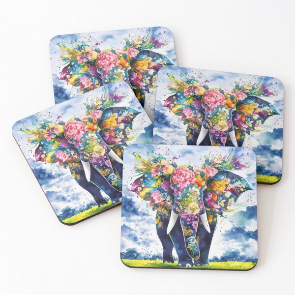 Item preview, Elephant Portrait. abstract elephant, elephant silhouette, floral elephant designed and sold by ElephantVibes.