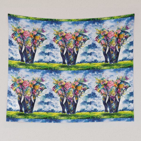 Item preview, Elephant Portrait. abstract elephant, elephant silhouette, floral elephant designed and sold by ElephantVibes.
