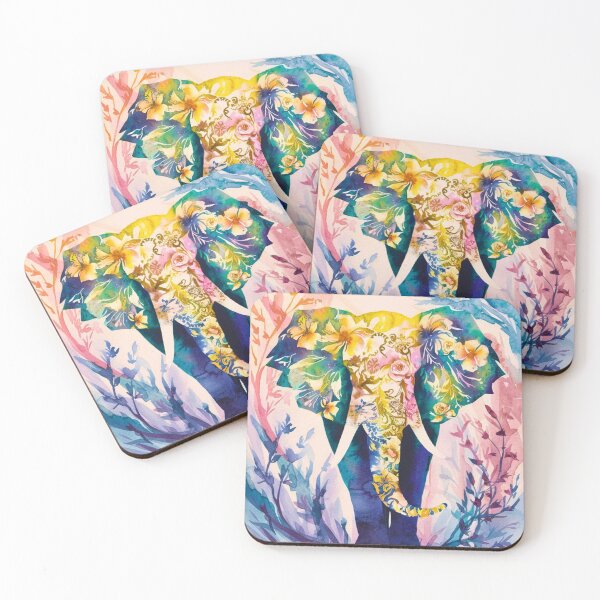 Item preview, Elephant Portrait. abstract elephant, elephant silhouette, floral elephant designed and sold by ElephantVibes.
