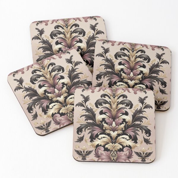 Artikelvorschau, Damast in Mauve, Gold und Schwarz entworfen und verkauft von DesignsByPrnces.