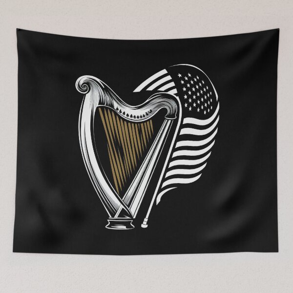 Item preview, Irish American Harp and Flag designed and sold by REAL IRISH GIFTS.