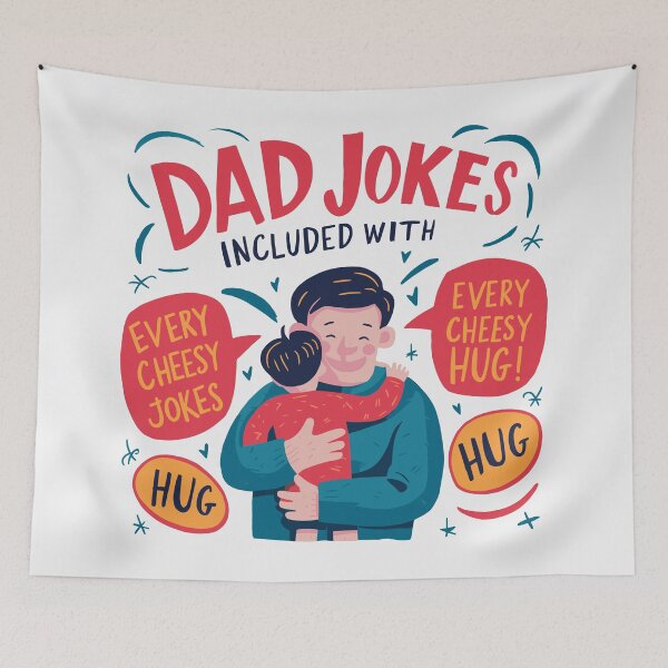 Item preview, Dad Jokes and Hugs: Heartwarming Father's Day Illustration - Playful Typography designed and sold by HahaHandlesHub.