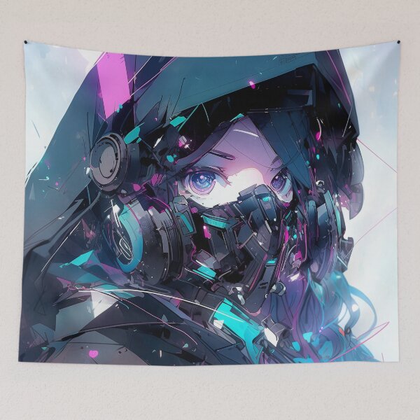 Item preview, Synthwave Cybernetic Future Anime Girl designed and sold by bubblegoth.