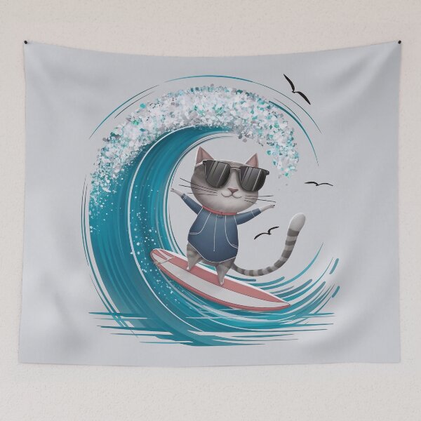 Item preview, Surfing cat designed and sold by Tajdi.