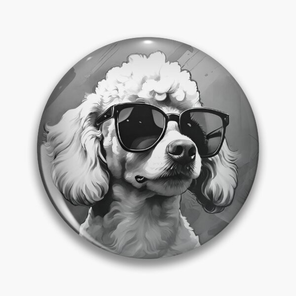 Item preview, Poddle dog with sunglasses (Black & White) designed and sold by thesnakeater.