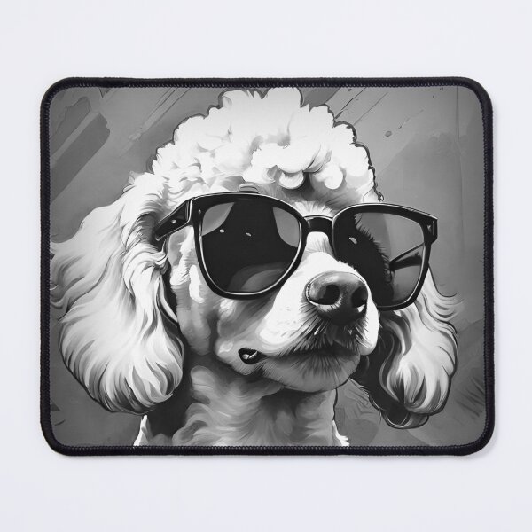 Item preview, Poddle dog with sunglasses (Black & White) designed and sold by thesnakeater.