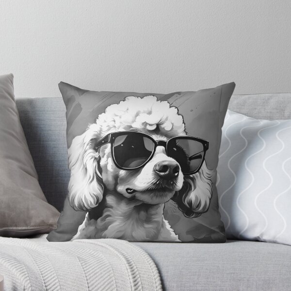 Item preview, Poddle dog with sunglasses (Black & White) designed and sold by thesnakeater.