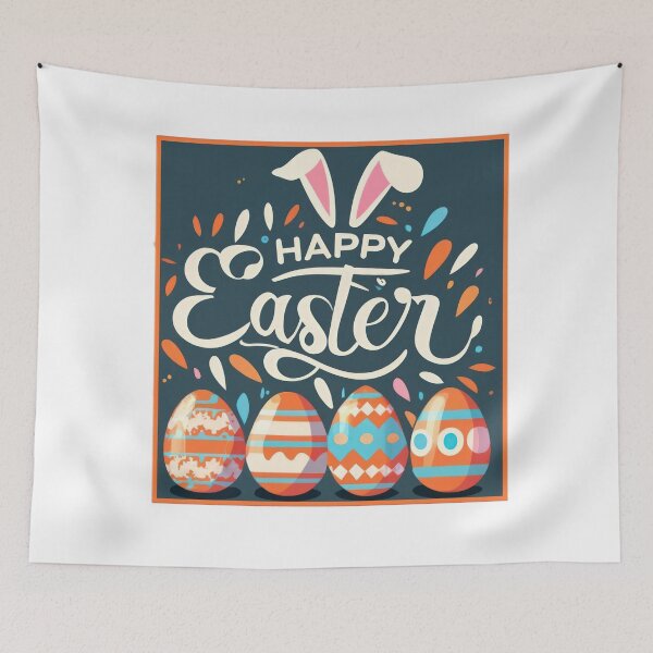 Item preview,  happy easter with  colored eggs  designed and sold by Expressions-Sel.