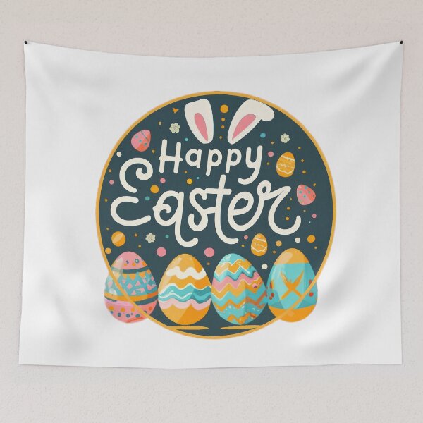 Item preview,  happy easter with colored eggs  designed and sold by Expressions-Sel.