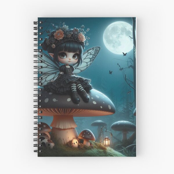Item preview, a cute gothic fairy sitting on a big mushroom, in a spooky forest at night 15 designed and sold by NightmareDream.