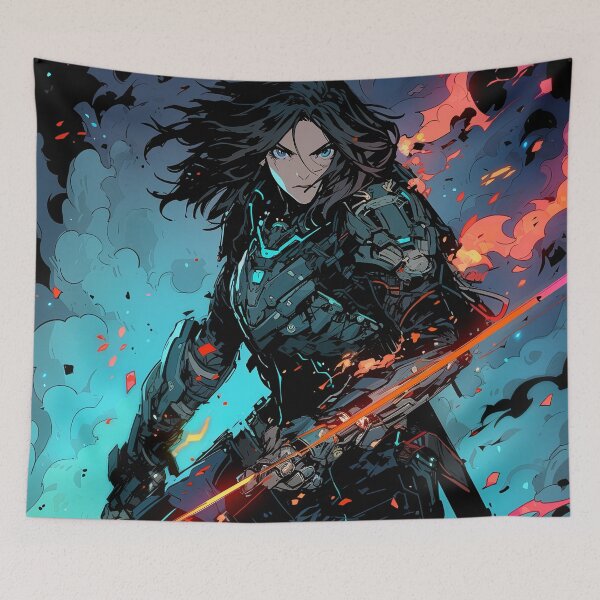 Item preview, Action Cyberpunk Exosuit Warrior Anime Girl designed and sold by bubblegoth.