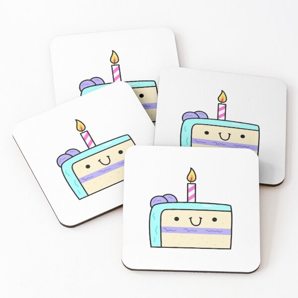 Item preview, Kawaii Blue Birthday Cake Slice designed and sold by kawaiilife.