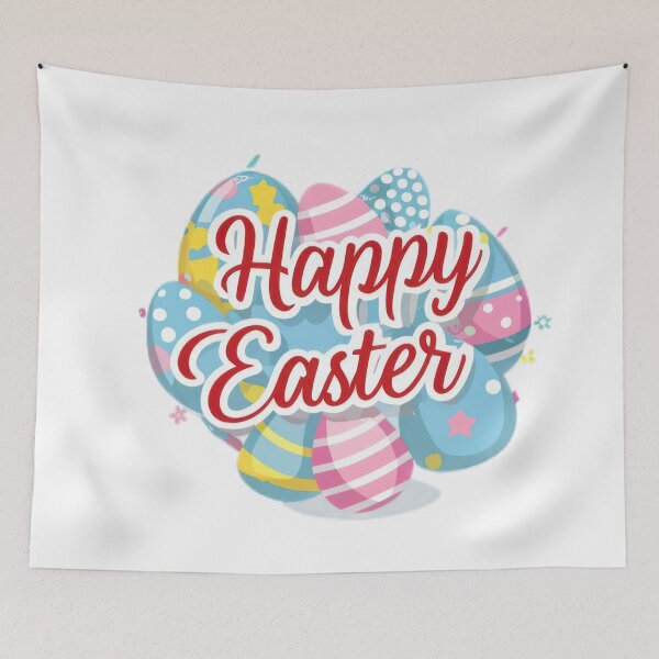 Item preview, happy easter day colorful eggs  inscription  designed and sold by Expressions-Sel.