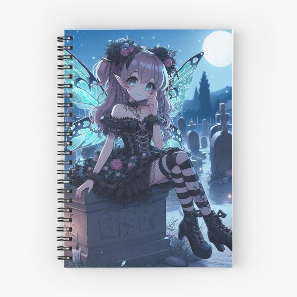 Artikelvorschau, a cute gothic fairy sitting on a headstone, in a graveyard at night 2 entworfen und verkauft von NightmareDream.