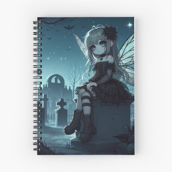 Item preview, a cute gothic fairy sitting on a headstone, in a graveyard at night 3 designed and sold by NightmareDream.