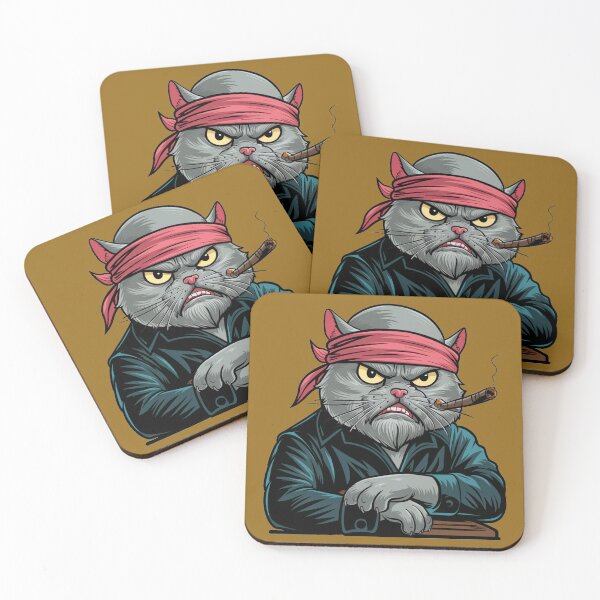 Item preview, An animated and angry cat dressed as a gangster, wearing red bandana designed and sold by 123ks.