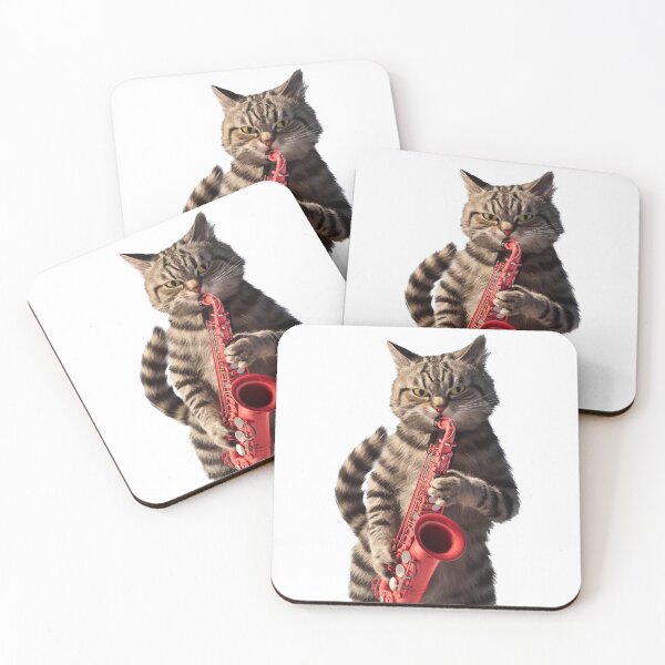 Item preview, Cat playing saxopone designed and sold by Tajdi.