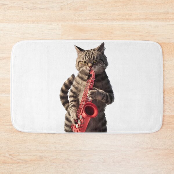 Item preview, Cat playing saxopone designed and sold by Tajdi.