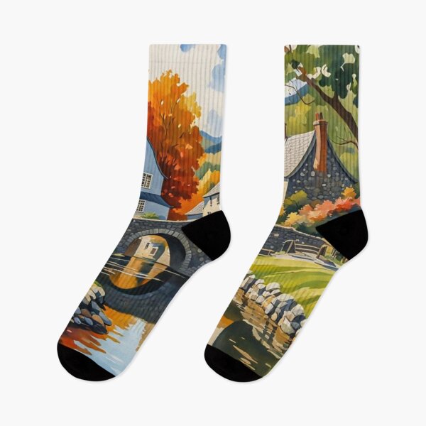 Item preview, Village Painting - Beautiful Country House With Small River, Bridge and Flowers Garden With Mountains View - Museum Epic Impressionist Painting designed and sold by MyArt23.