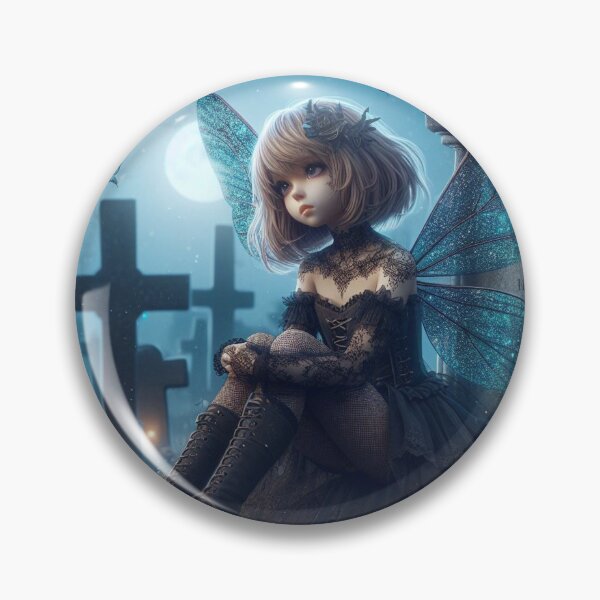 Item preview, a cute gothic fairy sitting on a headstone, in a graveyard at night 15 designed and sold by NightmareDream.