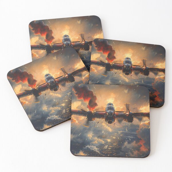 Item preview, WWII Lancaster Bomber at Sunset - Epic Warplane Art Print designed and sold by Very Peculiar.