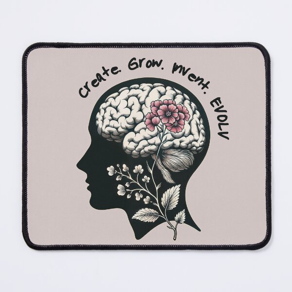 Item preview, Mental Wealth, Brain mental health psychology, pink flowers,anatomy watercolor art designed and sold by Collagedream.