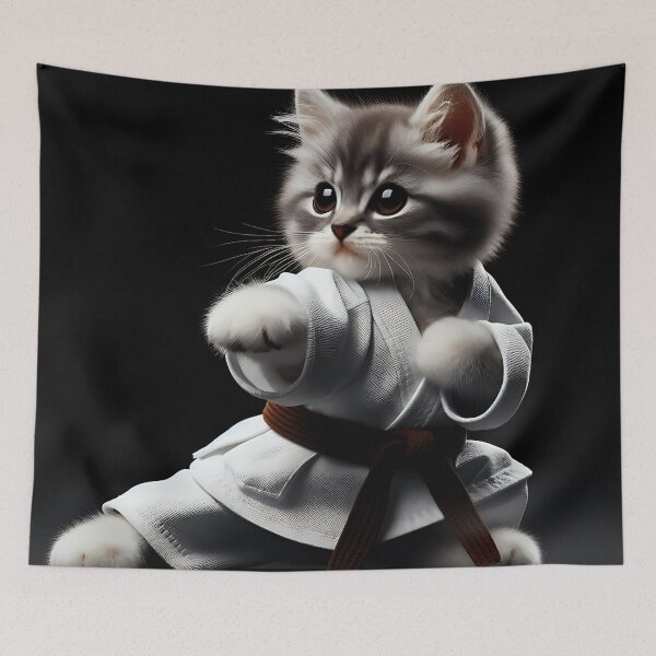 Item preview, Super cute cat Practicing martial arts [Karate, Judo, Aikido, Jujutsu,Taekwondo, Hapkido, Kuk Sool Won] designed and sold by Pawrizzma POD.