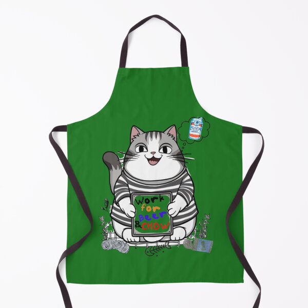 Item preview, Funny Fat Cat, work for beer and chow designed and sold by KreativKulture.