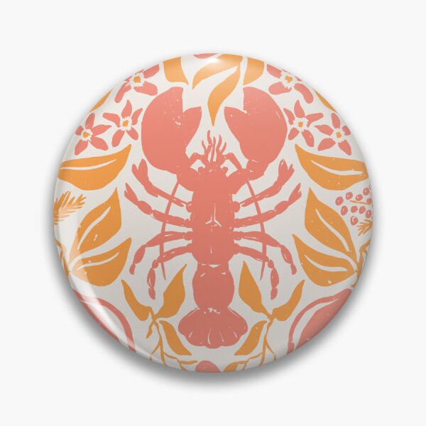 Item preview, Lobster and shrimp dinner with lime, olives and dill orange and flax salmon pink designed and sold by Caroline Rausch.