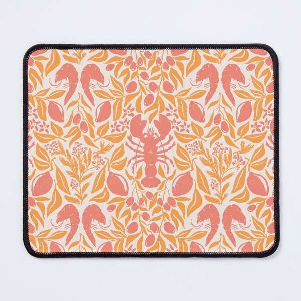 Item preview, Lobster and shrimp dinner with lime, olives and dill orange and flax salmon pink designed and sold by Caroline Rausch.