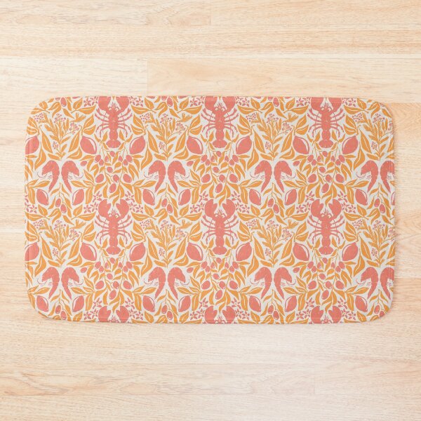 Item preview, Lobster and shrimp dinner with lime, olives and dill orange and flax salmon pink designed and sold by Caroline Rausch.
