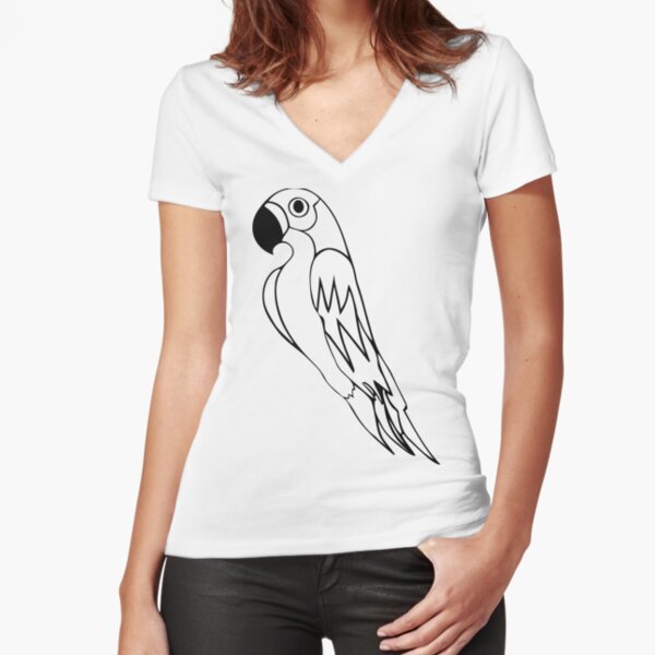 parrot with simple black stripes Fitted V-Neck T-Shirt