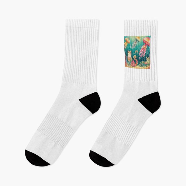 Item preview, Oceanic Dreams - Cats and Jellyfish designed and sold by RetroPop23.